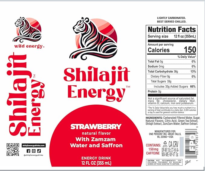 Shilajit Energy DrinK (12 pack Strawberry)