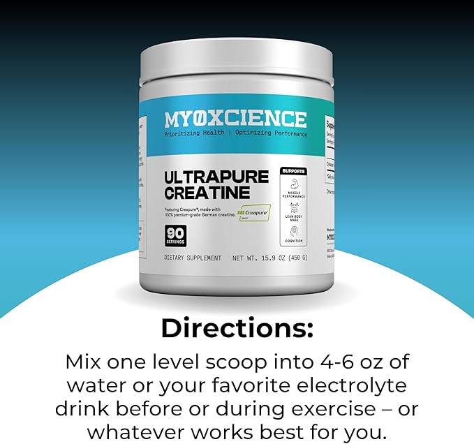 MYOXCIENCE Creapure® Creatine | 5 Grams German Creatine Monohydrate Per Serving | Supports Muscle Performance Lean Body Mass &amp Cognition (90 Serving Jar)