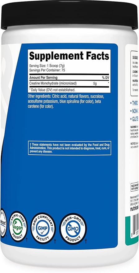 Nutricost Creatine Monohydrate Powder (Coastal Explosion 500 Gram) - Micronized Creatine Supplement - Vegan GMO-Free Gluten Free