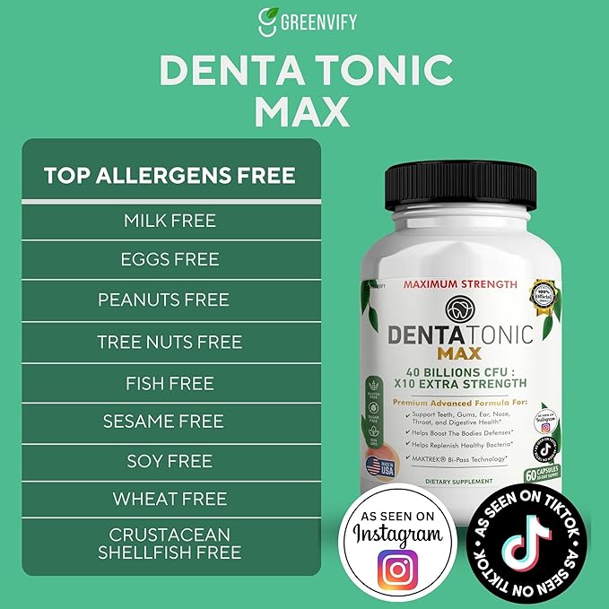 Denta Tonic Max Probiotic Supplement 40 Billion CFU 60 Capsules Supports Oral &amp Digestive Health (3)
