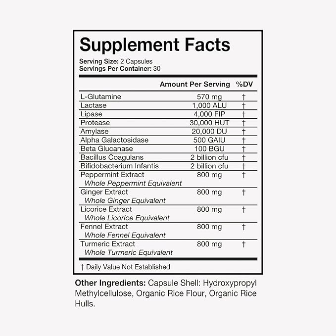 Terra Health Essentials Bloat Control | Fast-Acting No Bloat Relief w/Digestive Enzymes Probiotic Strains for Targeted Anti Bloat Support - Lactase Lipase Protease &amp Amylase for Digestive Healt