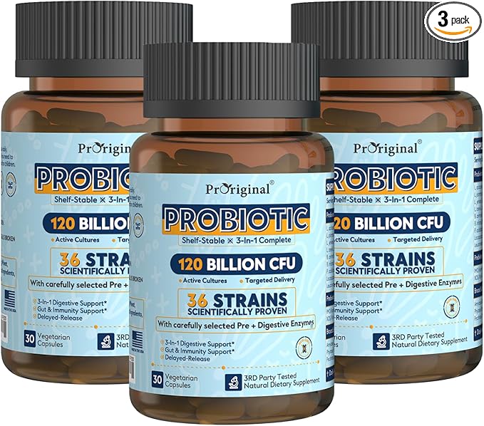 Probiotics for Women &amp Men 120 Billion CFU with 36 Probiotic Strains for Digestive Health and Gut Health Delayed Release Capsules Stomach Acid Resistant No Need for Refrigeration 90 Capsules