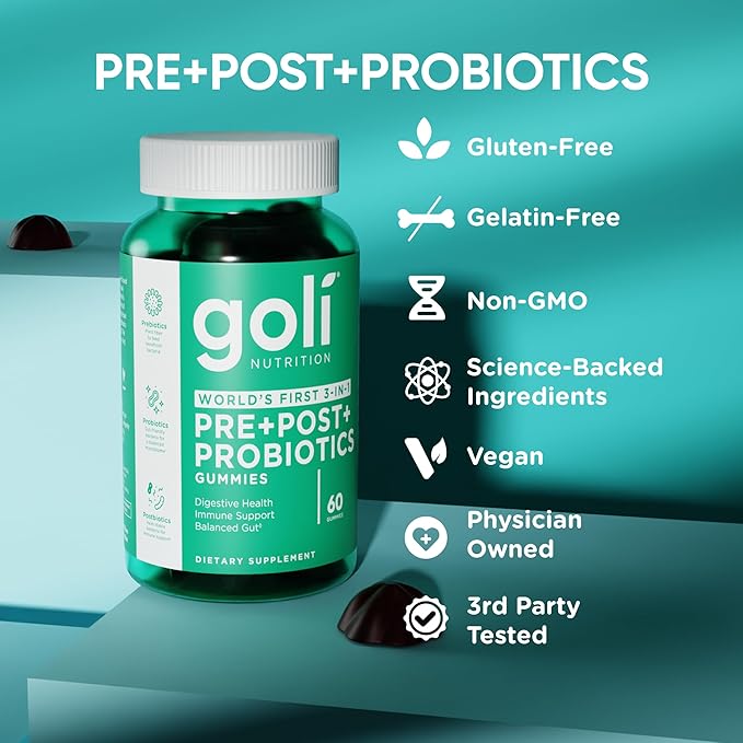 Goli Stress Less Glow More Digest Better Bundle - World's First 3-in-1 Pre Post Probiotic Women's Complete Multi All 13 Essential Vitamins Ashwagandha &amp Vitamin D Gummies Vegan