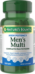 Nature’s Bounty High Potency Men’s Complete Multivitamin Daily Men’s Health Vitamin for Heart Health and Immune Support Men's Multivitamin for Strong Bones Overall Health and Wellness 100 Capsules
