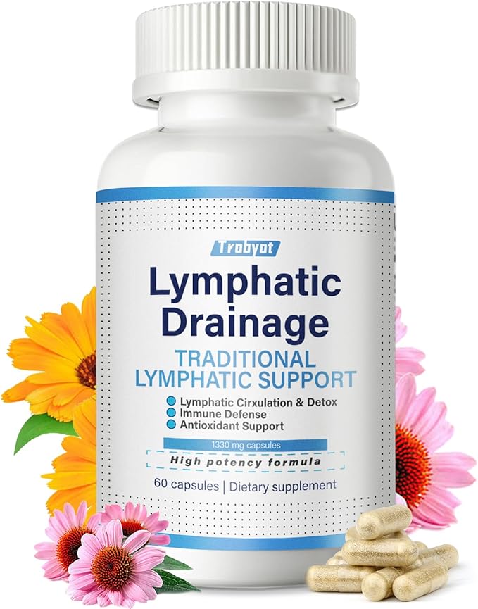 Lymphatic Drainage Capsules 60 Capsules New Maximum Potency Formula 2 Month Supply with Dandelion Extract Cleavers Extract - Supports Cellulite Reduction Lymphatic Drainage &amp Immune Health