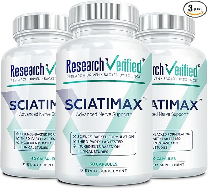 Research Verified Sciatimax – Sciatica &amp Nerve Support with B Vitamins Magnesium Corydalis Boswellia &amp Alpha Lipoic Acid – 60 Vegan Capsules - Pack of 3