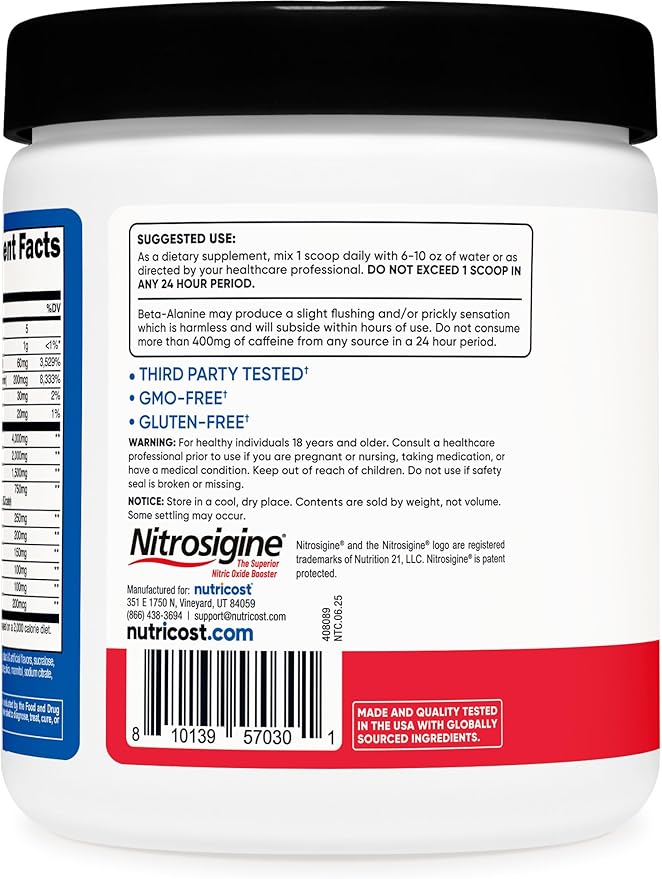 Nutricost Pre-Workout Complex Powder (30 Servings Fruit Punch) - with Beta-Alanine Taurine &amp Amino Acids