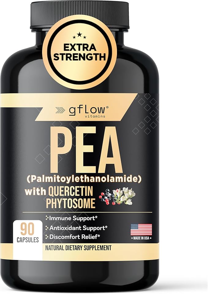 gflow vitamins Pea Supplement with Quercetin Phytosome 1000 mg | Micronized Pea (Palmitoylethanolamide) 99% Highly Purified | Discomfort Relief Supplement in Capsules Made in The USA
