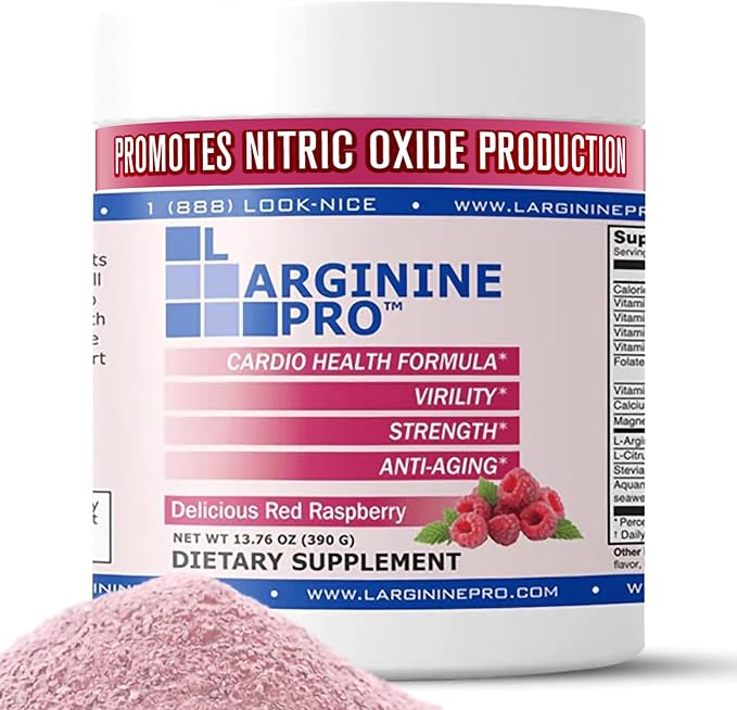 L-ARGININE PRO | 5500mg L-Arginine Plus L-Citrulline 1100mg Raspberry Powder Drink Mix Supplement for Increased Nitric Oxide Production