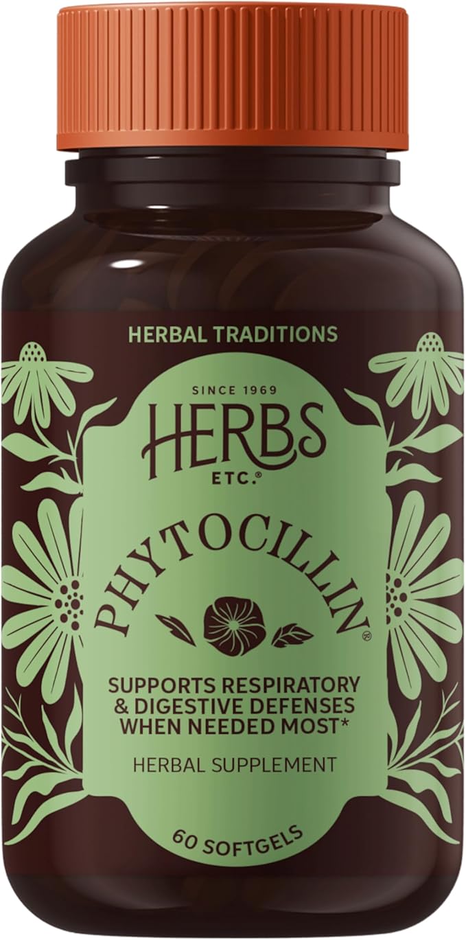 Herbs Etc. Phytocillin - Respiratory &amp Digestive Health Support Supplement - Herbal Formula to Support Digestion - Support Healthy Breathing - 60 Softgels (60 Servings)