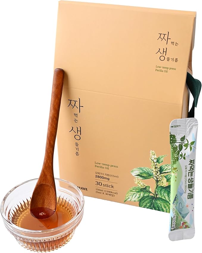 Premium Korean Perilla Seed Oil Sticks - 100% Raw Cold-Pressed Perilla Oil - Plant-Based Vegan Omega-3 - Convenient Single-Serve Packs for On-The-Go - Traditional Korean Ingredient - 5ml x 30 Sticks