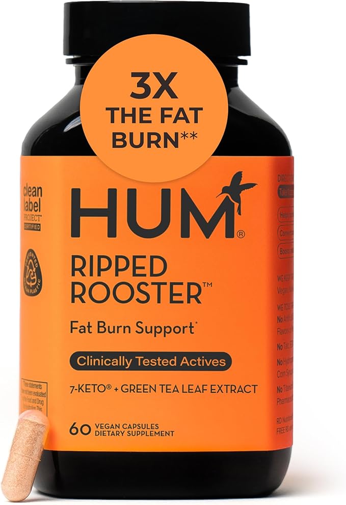 HUM Ripped Rooster Natural Green Tea Extract Capsules with Chromium 7 Keto DHEA Gluten Free Vegan Green Tea Supplement to Support Cravings Healthy Diet &amp Management 60 Count