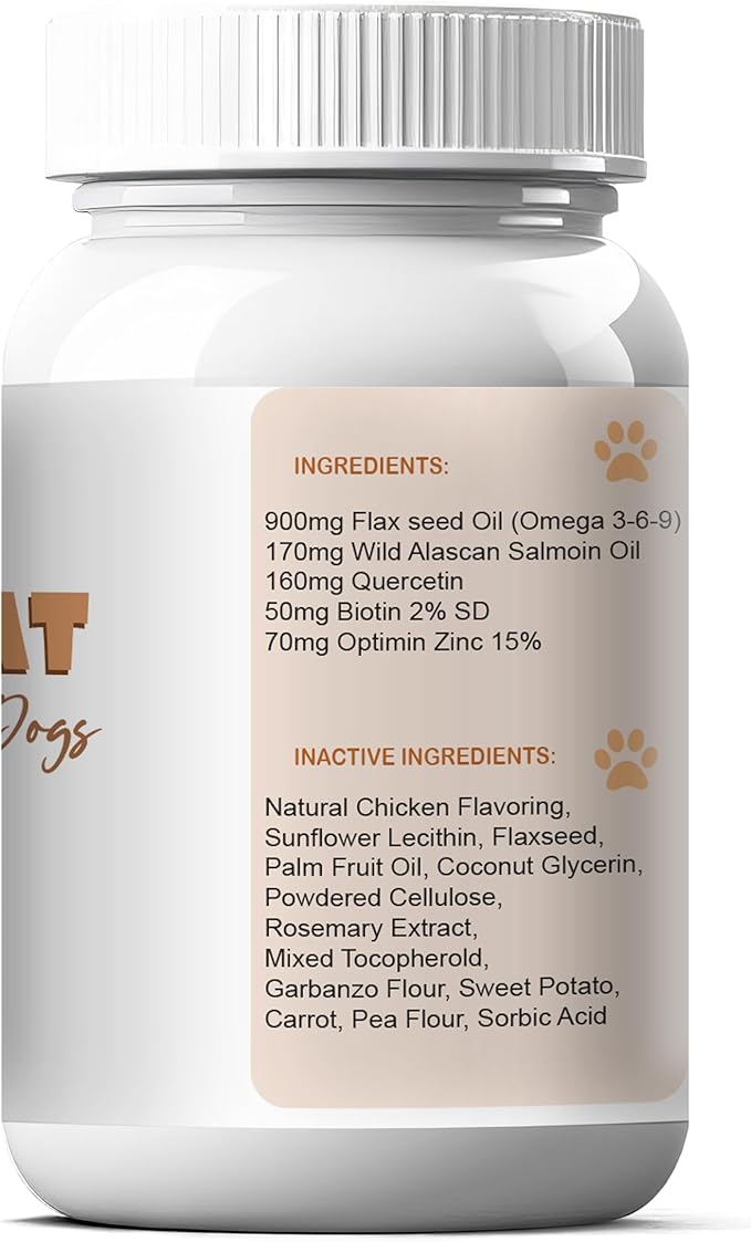 Omega 3 Dog Chews with Salmon Oil Biotin &amp Vitamin E White/Orange 120 Soft Chews 2 Bottles for Skin &amp Coat Support
