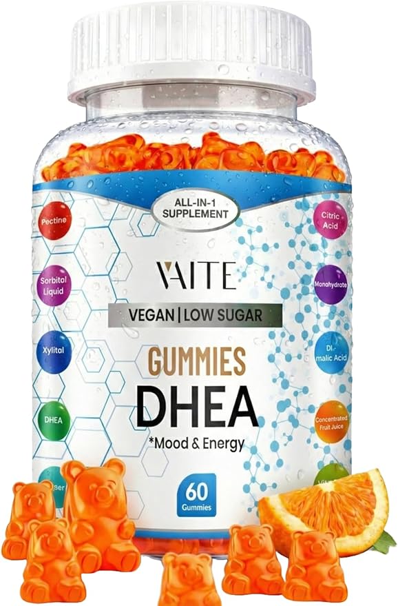 VAITE DHEA 50mg Gummies for Men and Women – Hormone Balance Energy &amp Mood Support – Immune System Booster – Vegan Gluten-Free Non-GMO – Perimenopause &amp Menopause Supplement 60 Chews