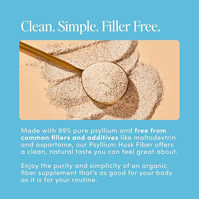 Bio.me Psyllium Husk Fiber Unflavored (6g Per Serving) - Gluten-Free Fiber Supplement for Women &amp Men - Psyllium Husk Powder for Healthy Digestion Bowel Regularity &amp Bloating Relief - 45 Serv