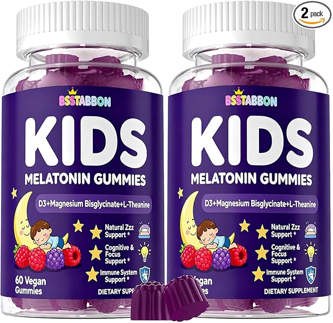 Melatonin Gummies Kids 1mg: Extra Strength Chewable Kids Melatonin Gummy Plus Magnesium Chamomile Lavender Elderberry L-Theanine D3 B6 - Natural Rest Cycles for Children Ages 4+(120Count)