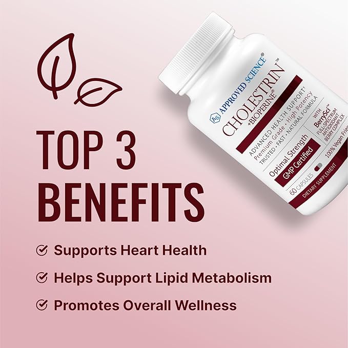 Approved Science Cholestrin - Lipid Level Support - Antioxidants Lecithin Berberine HCL Berries BioPerine - 60 Capsules - Pack of 3
