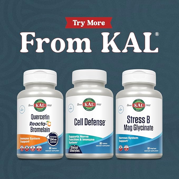 KAL Cell Defense Tablets - Mushroom Complex Supplement for Women &amp Men Beta Carotene Vitamins C E &amp B-12 Organic Reishi Maitake &amp Shiitake Blend Cellular Wellness Booster for Adult