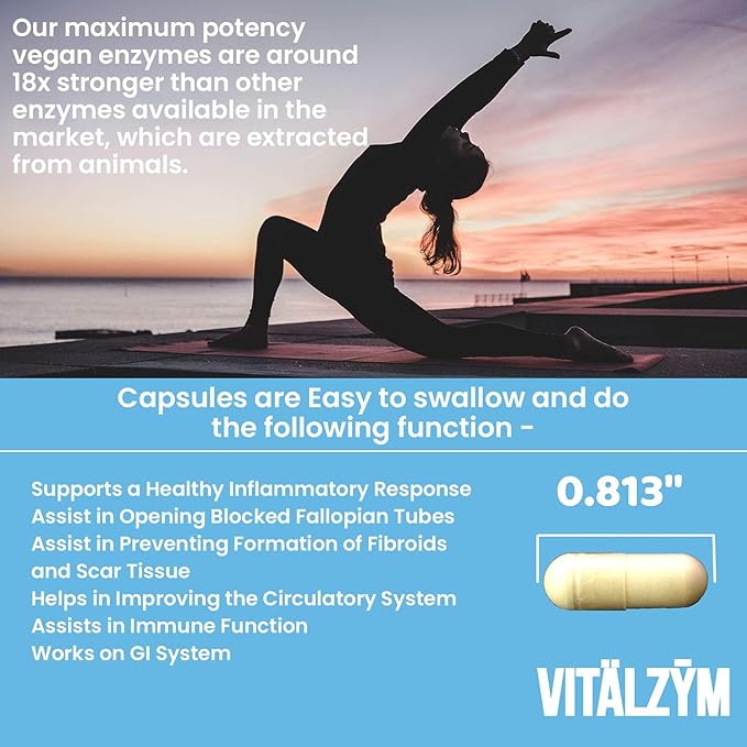 VITÄLZYM Digestive Enzymes for Gut Health | Proteolytic Systemic Multi Enzymes with Serrapeptase for Women and Men | Helps Increase Blood Flow and Maintain Digestive Health (90 Capsules)