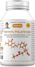 ANDREW LESSMAN Methyl Folate 1000mg - 240 Capsules - 1000 mcg L-Methyl Folate Potent Levels of Essential Vitamin B9. Supports Healthy Heart Brain Immune and Pregnancy. Easy to Swallow Capsules