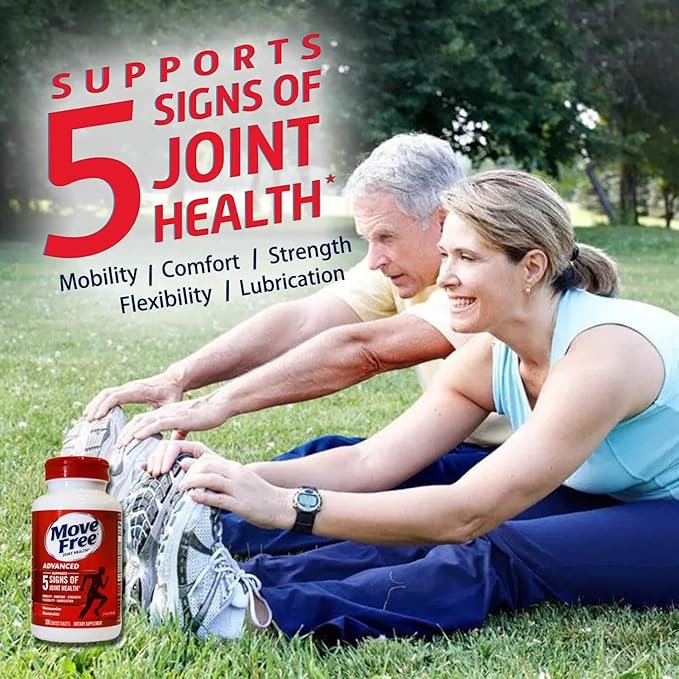 Move Free Advanced Glucosamine Chondroitin + Calcium Fructoborate Joint Support Supplement Supports Mobility Comfort Strength Flexibility &amp Lubrication - 200 Tablets (100 Servings)*