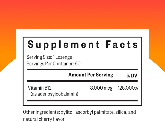Seeking Health Adeno B12 - Vitamin B Supplement to Support Energy and Brain Health - Adenosylcobalamin Energy Supplement - 3000 mcg 60 Lozenges