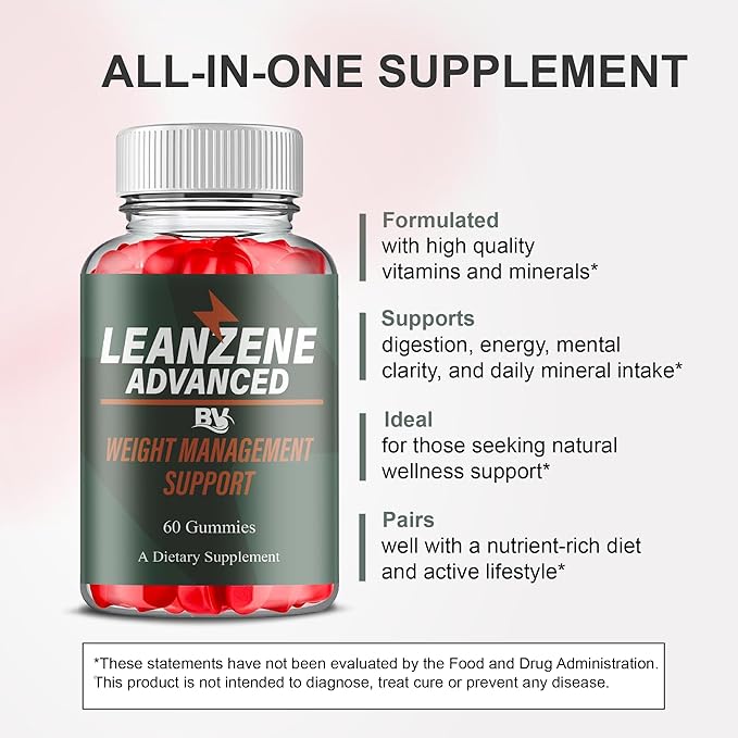BLUE VIBE Leanzene Advanced Keto ACV Gummies Lean Zene Advanced Natural Keto Wellness Support Formula Gummies Leanzene Keto ACV &amp Overall Health Support Supplement (1 Pack - 60 Gummies)