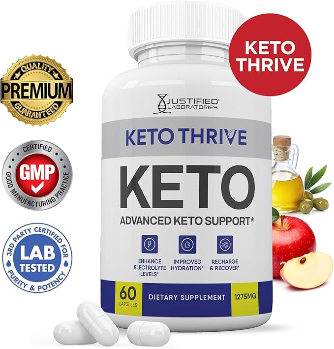 (5 Pack) Keto Thrive Keto ACV Pills 1275MG Keto Support Blend Capsule Alternative to Keto ACV Gummies Formulated with Apple Cider Vinegar Extra Virgin Olive Oil Powder Green Tea Leaf 300 Capsules