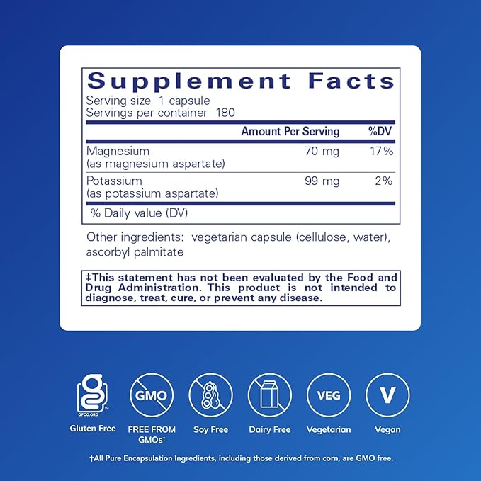 Pure Encapsulations Potassium Magnesium (Aspartate) | Supplement to Support Heart Muscular Bone and Nerve Health* | 180 Capsules