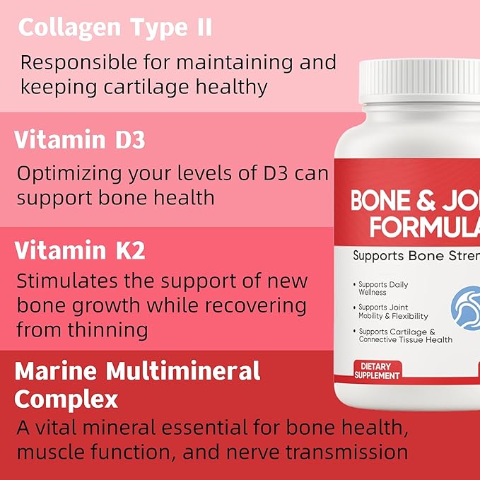 Osteo Bone &amp Joint Formula Forbone Density Bone and Joint Formula Supplement Calcium Supplements for Women with Vitamin D3 K2 Collagen Ll Marine Multimineral Complex 60 Capsules