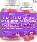 Sugar Free Calcium Gummies w/Vitamin D3 K2 Calcium Magnesium Zinc Gummies for Bone Muscle &amp Immune Algae CA Magnesium 2:1 Ratio Calcium Supplement for Women &amp Men - Vegan