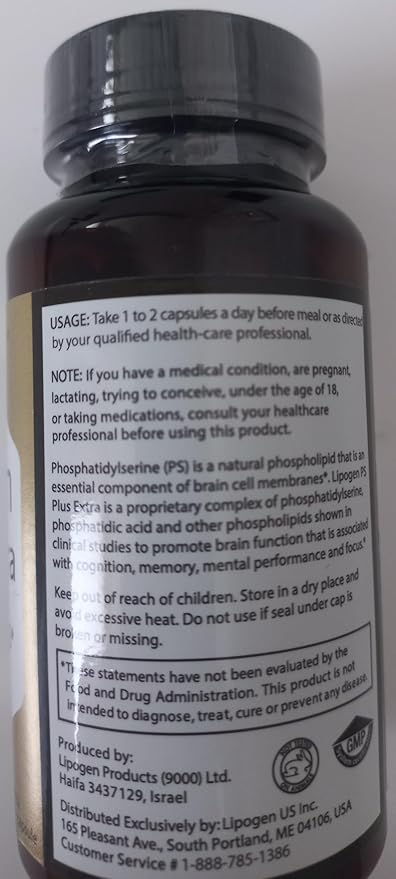 PS Plus Extra Brain Booster Supplement - 133mg Phosphatidylserine for Memory Focus Mental Energy &amp Cognitive Support - Premium Brain Health Formula – 30 Softgels