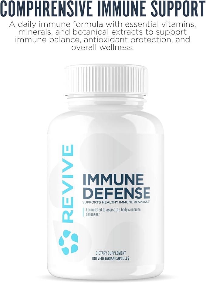 Revive MD Immune Defense Immune Support Supplement - Immunity Health with Zinc Elderberry Vitamin C &amp Vitamins Booster for Men &amp Women - Vegan Gluten-Free &amp Soy-Free (180 Capsules 30