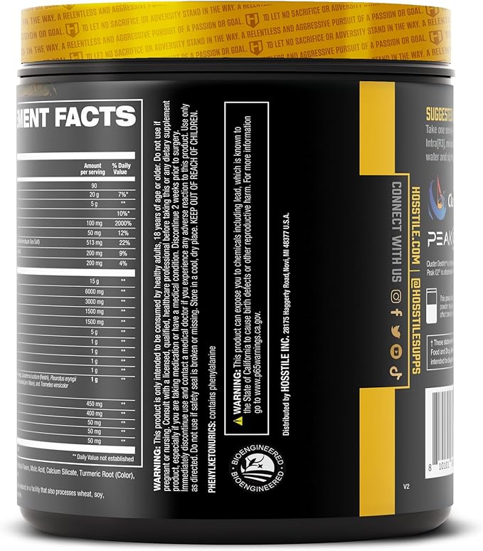 HOSSTILE Intra[R3] Intra Workout Powder EAA &amp BCAA Drink with Carbs Enhance Energy &amp Endurance Build Lean Muscle &amp Improve Recovery Pineapple Rush 20 Servings