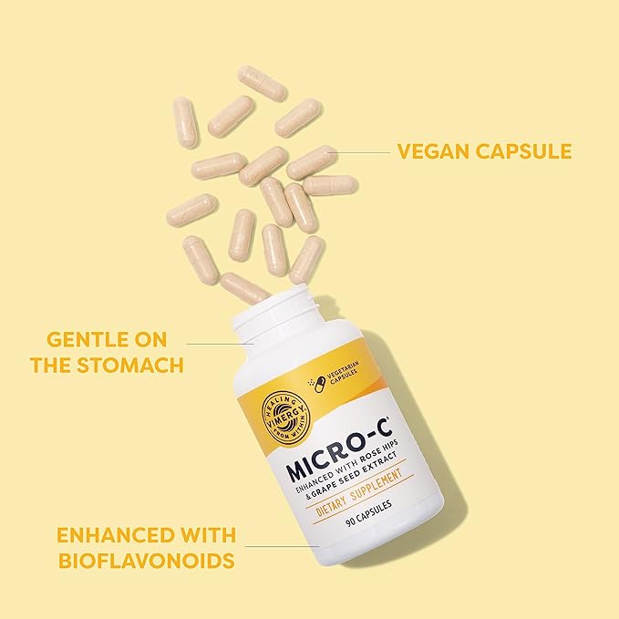 Vimergy Micro-C® Vitamin C Capsules – 500mg per Capsule Supports Immune Health* Promotes Collagen Production Supports Healthy Bones* Kosher Vegan &amp Gluten-Free Travel Size 90 Capsules