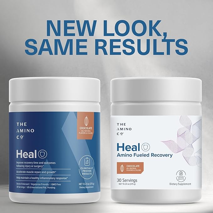 The Amino Co. - Heal - Post Workout Recovery Drink with Pure Eaa Amino Acid Formula - Creatine Monohydrate Powder for Efficient Muscle Repair Vegan and Keto-Friendly with Chocolate Flavor - 13.23oz.