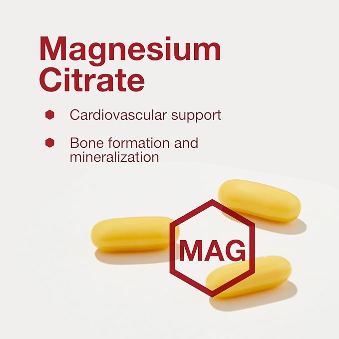 Protocol for Life Balance Magnesium Citrate Plus Glycinate &amp Malate - Support Heart Health &amp Bone Formation - Bioavailable Dietary Supplement - Halal - 180 Softgels