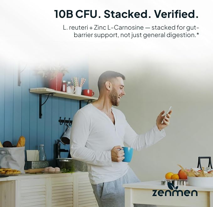 Zenmen H. Pylori Support | Lactobacillus Reuteri Probiotic with Mastic Gum for Digestion &amp GI Health - Third Party Tested 60 Vegan Capsules Made in The USA