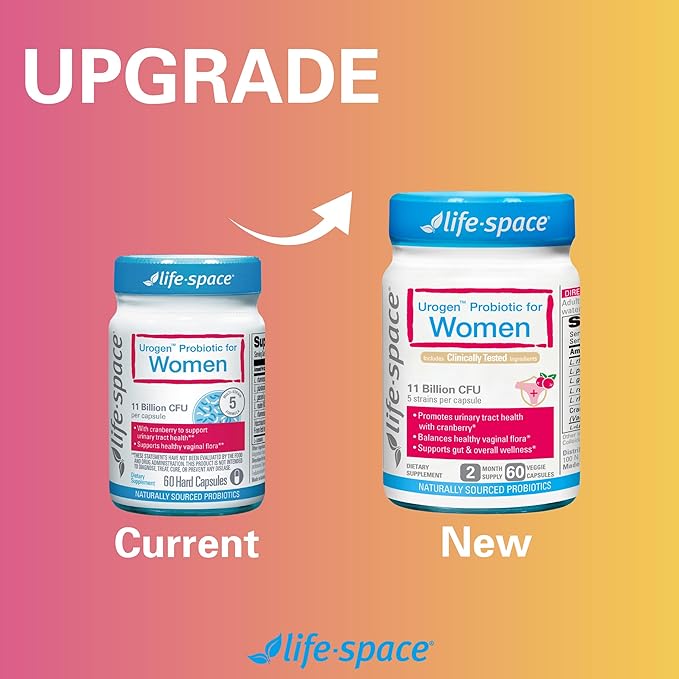 Life-Space Urogen Probiotics for Women Probiotics+Cranberry 2 Month Serving Women's Probiotic for PH Balance Urinary Tract Digestive &amp Immune Health Lactobacillus reuteri Non-GMO 60 Ct