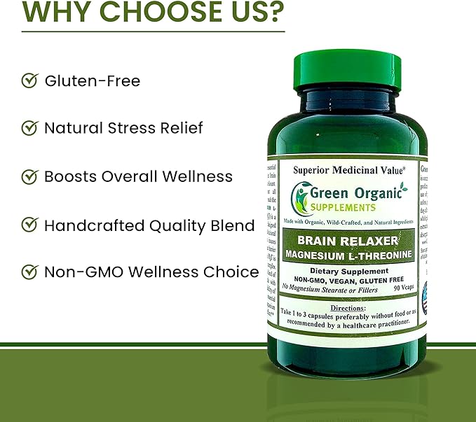 Green Organic Supplements Magnesium L-Threonine 90 VCaps (Pack of 4)