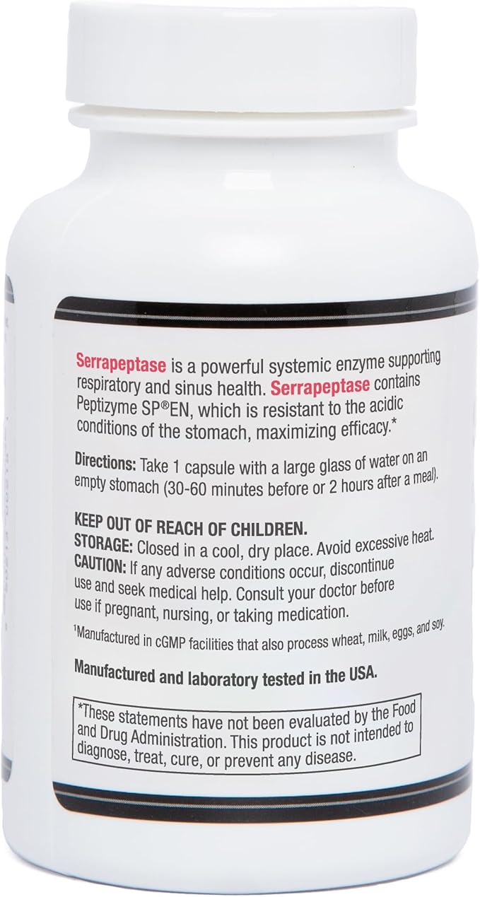 AST Enzymes Serrapeptase 130000 SPU – 60 Vegetarian Capsules – Premium Natural Systemic Enzymes –Acid-Resistant Serrapeptase