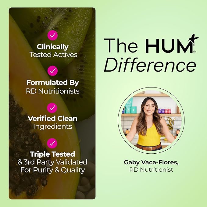 HUM Gut Instinct Daily Probiotics for Women and Men Digestive Health Lactobacillus Bifidobacterium Strains for Immune Support Probiotic Supplement for Healthy Gut Diversity 30 Capsules