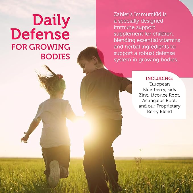 Zahler Kids Immune Support Supplement with Elderberry Zinc and Vitamin C D3 A - Grape Flavored Chewable Tablets - Kosher Children's Immune Support for Kids Ages 4 and Up 60 Count
