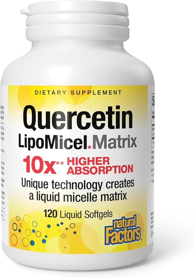 Natural Factors Quercetin LipoMicel Matrix - Supports Immune Health &amp Capillary Health - Antioxidant Support Supplement with Highly Absorbable Quercetin - 120 Softgels (120 Servings)