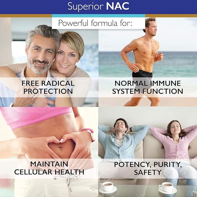Superior Labs NAC (N-Acetyl Cysteine) 1200mg 150 Vegetable Capsules Dietary Supplement with Selenium Free Radical Protection Normal Immune System Function Maintains Cellular Health