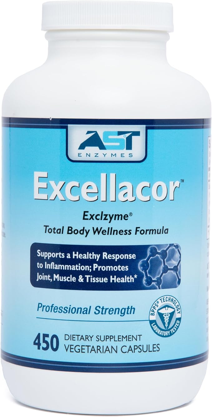Excellacor-450 Systemic Enzyme Supplement – Acid-Resistant Serrapeptase &amp Proteolytic Enzymes – Supports Healthy Inflammation Response Joint Function &amp Circulation – 450 Vegetarian Capsules