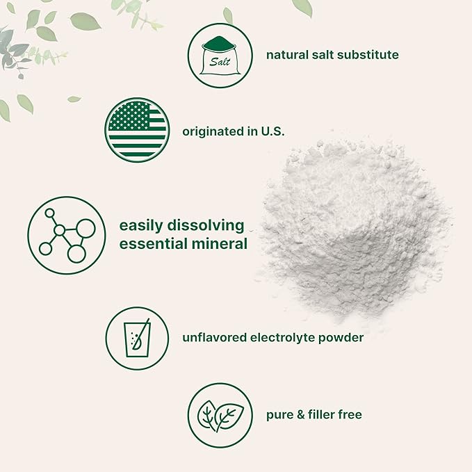 Potassium Chloride Powder 1 KG (35 Ounce) | Salt Substitute &amp Essential Hydration Electrolyte Supplement | Supports Mineral Balance Heart Joint and Immune Health | Filler Free Dissolves Easil