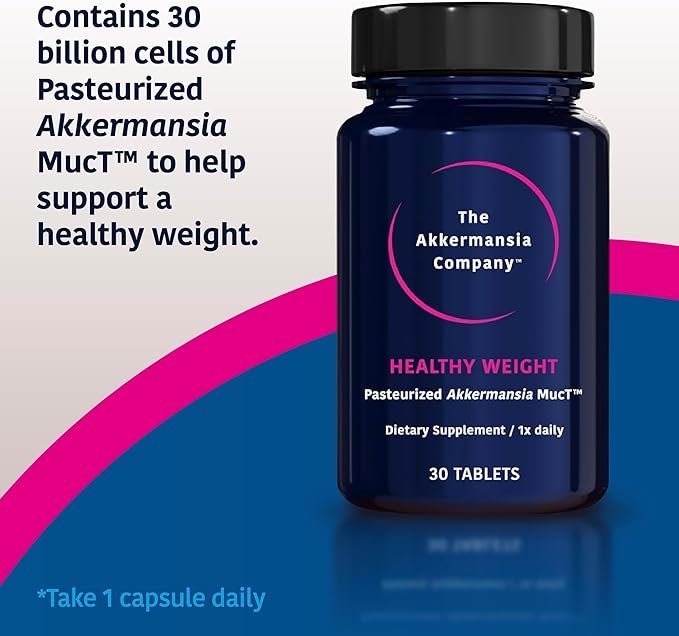 Akkermansia Company Healthy Weight - Akkermansia Probiotic Akkermansia Muciniphila GLP-1 Metabolic Vitamins GLP-1 Supplement for Gut Health Chromium Green Tea Leaf - 30 Tablets (Pack of 1)