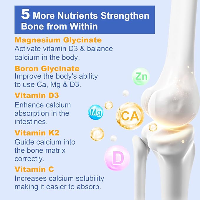 Liposomal Calcium AKG Supplement 1500mg with Vitamin D3 &amp K2 Softgels for Women &amp Men│ High Absorption│Calcium Supplements with Magnesium Glycinate Boron Probiotics &amp Vitamin C for Bone