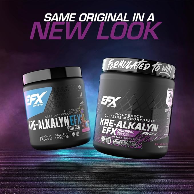 EFX Sports Kre-Alkalyn EFX Powder | pH Correct Creatine Monohydrate Powder Supplement | Strength Muscle Growth &amp Performance | 110 Servings (Rainbow Blast)
